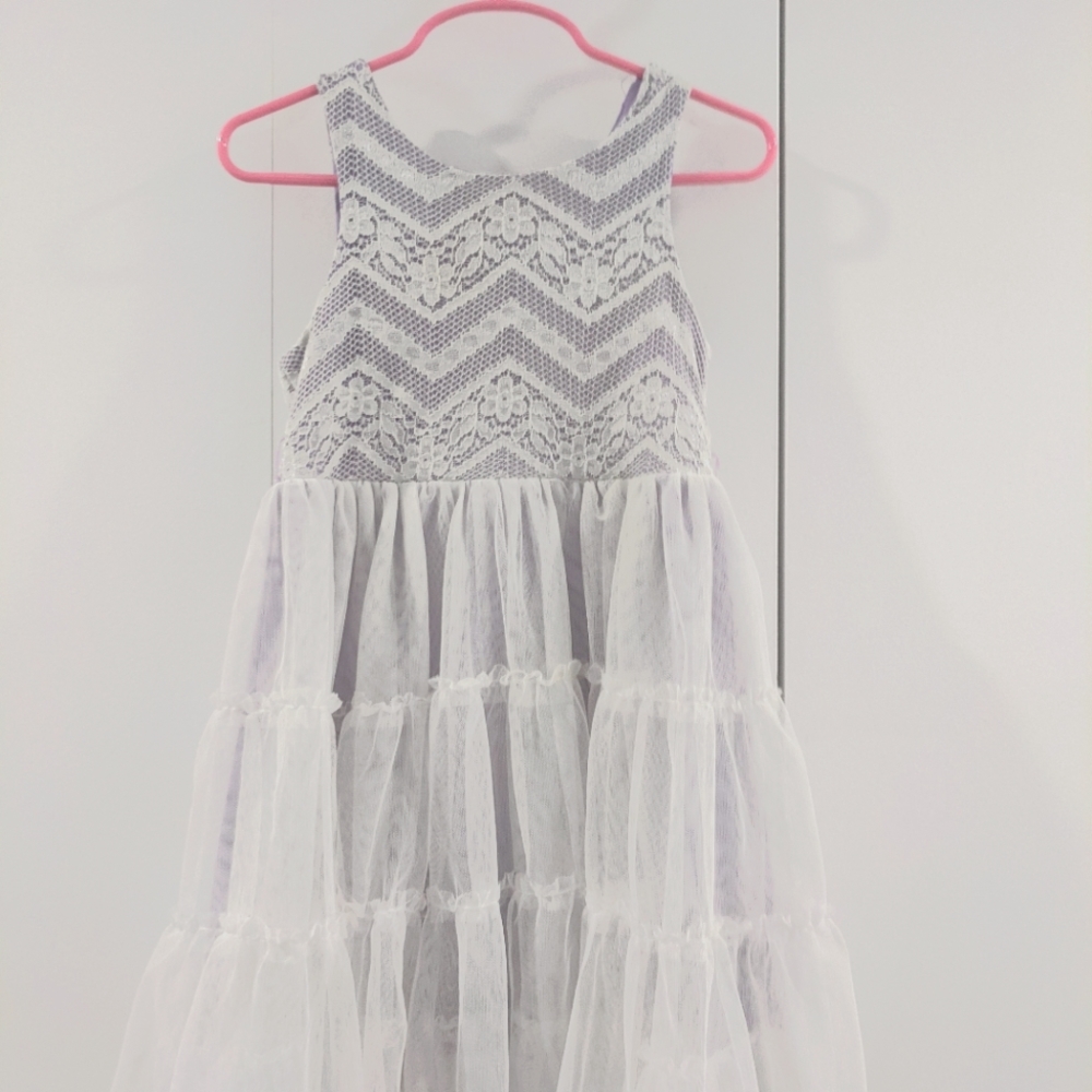 Girls purple dress with lacy overlay